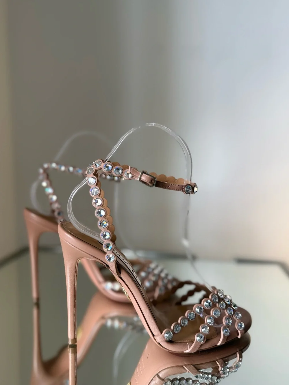Like New AQUAZZURA Tequila 105 Blush Leather Sandals $1,630 37